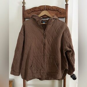 Old Navy Brown Quilted Quarter Zip Hoodie